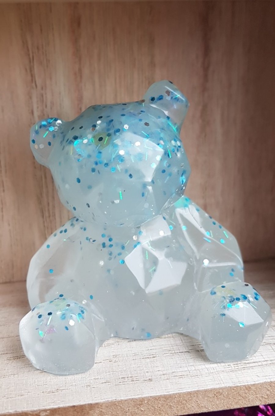 Gorgeous Light Blue Surprise Resin Bear  - Ornament - Figurine - Home Decor.