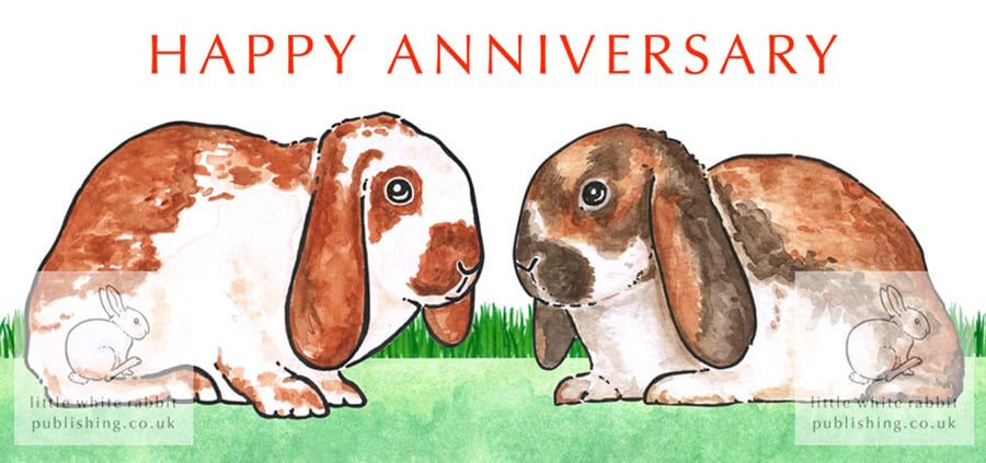 Bunnies Nose to Nose - Anniversary Card