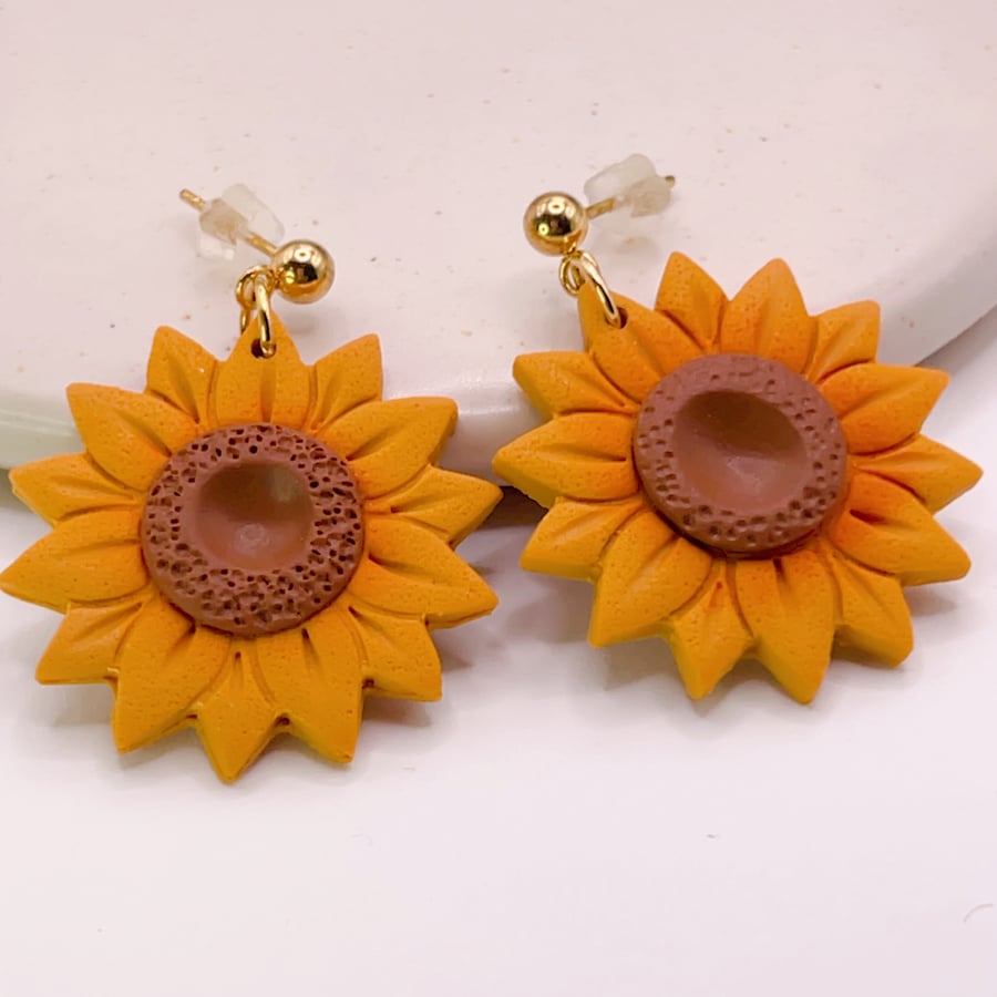 Sunflower earrings for women, Boho jewelry for flower lovers