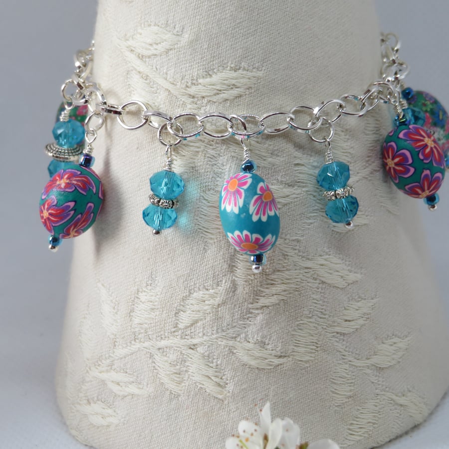Turquoise Ovals Charm Bracelet