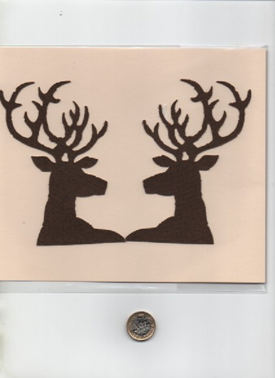 ChrissieCraft pack 2 die-cut Bondawebbed STAG'S HEADS for applique