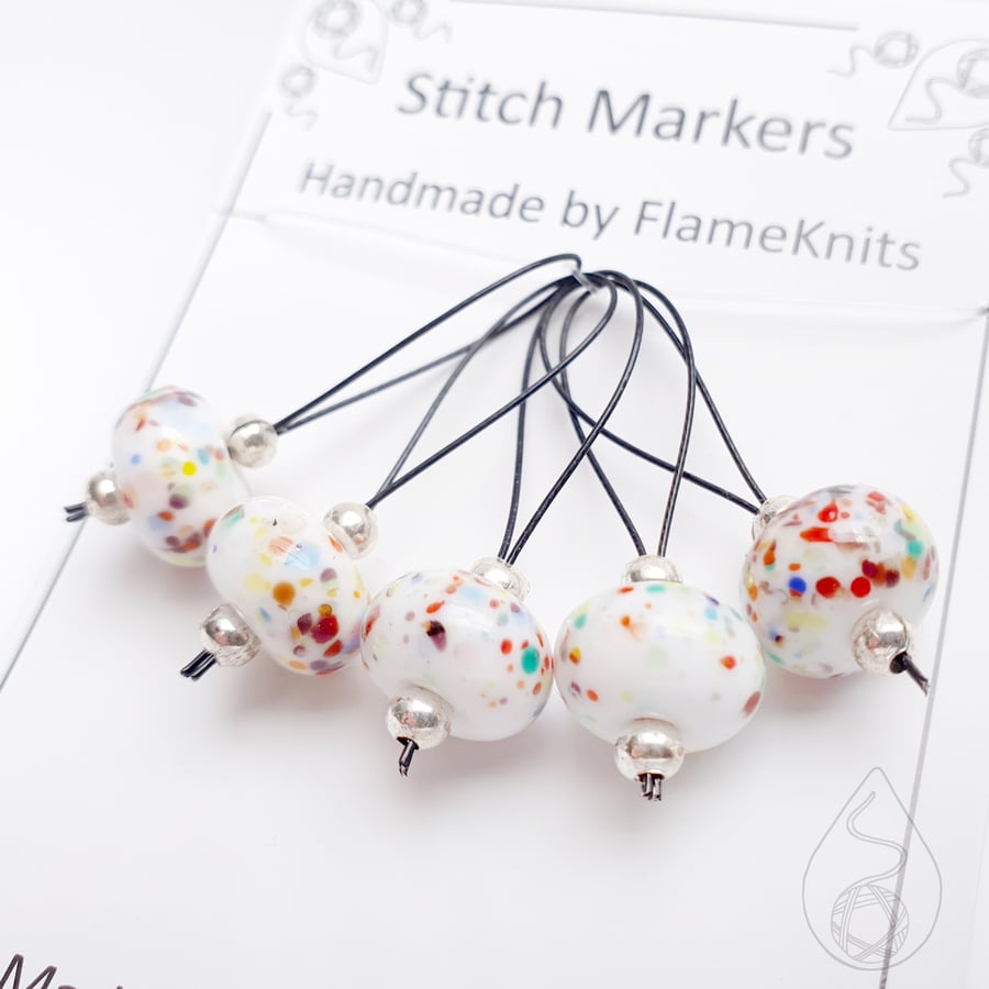 Lampwork Stitch Markers - Bench Sweepings