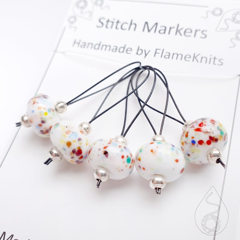 Lampwork Stitch Markers - Bench Sweepings