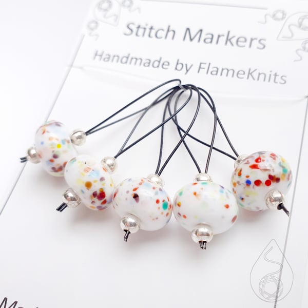 Lampwork Stitch Markers - Bench Sweepings
