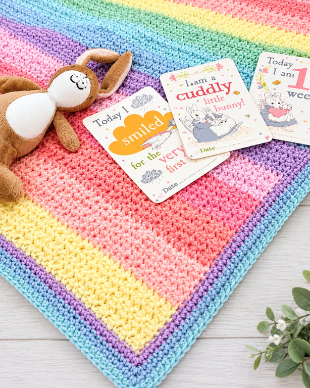 Rainbow crochet baby blanket 