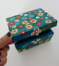 Teal Floral Hand painted Box, Wildflowers Pattern, Storage for Jewellery  - Image 2
