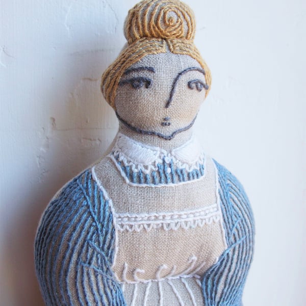 Amy -A Hand Embroidered Textile Art Doll, Eco-friendly, Handmade - 19cms