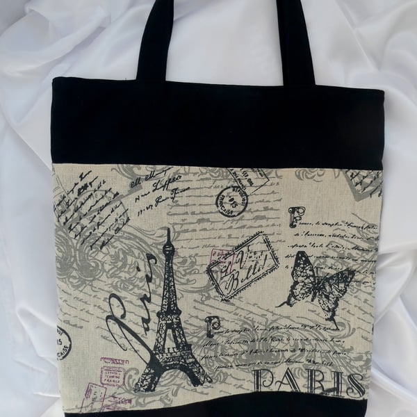 Paris Eiffel Tower book bag in black