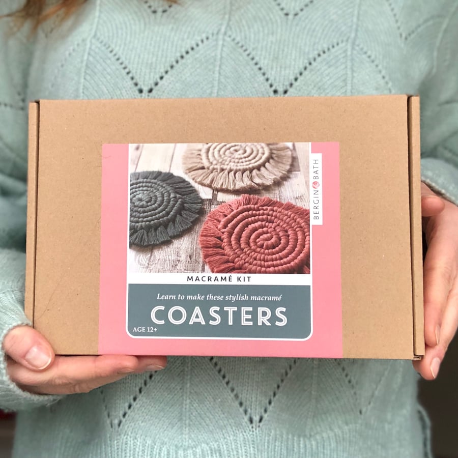 Macrame Kit - Coasters - Pink - Learn to make a set of pretty mats