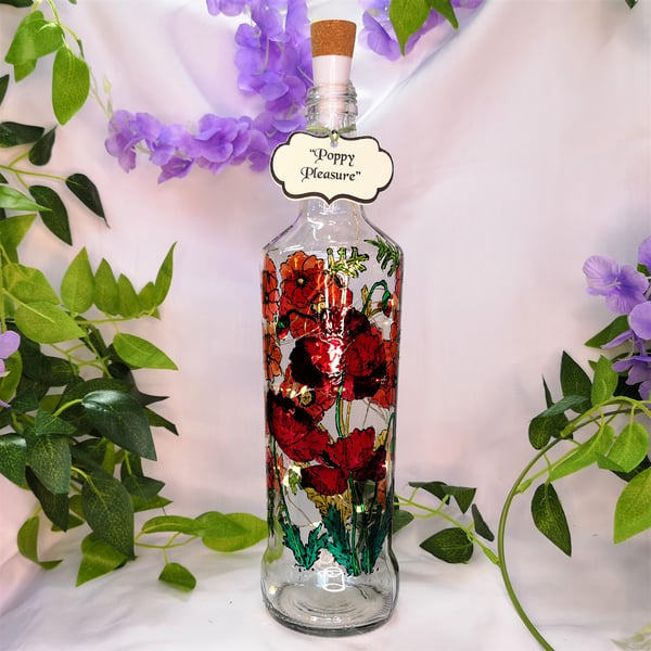 Poppy Pleasure - Handpainted Bottle Light