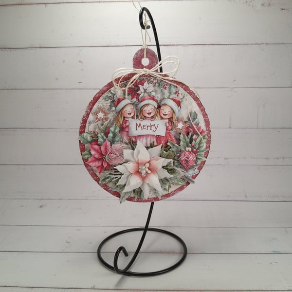 Handmade Christmas Bauble Decoration - Layered Festive Ornament (1a)