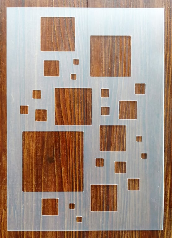 Squares Pattern A5 Reusable Stencil 350 micron Polypropylene for Arts Crafts