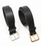 1.5" wide black leather belt; solid brass buckle - Image 3