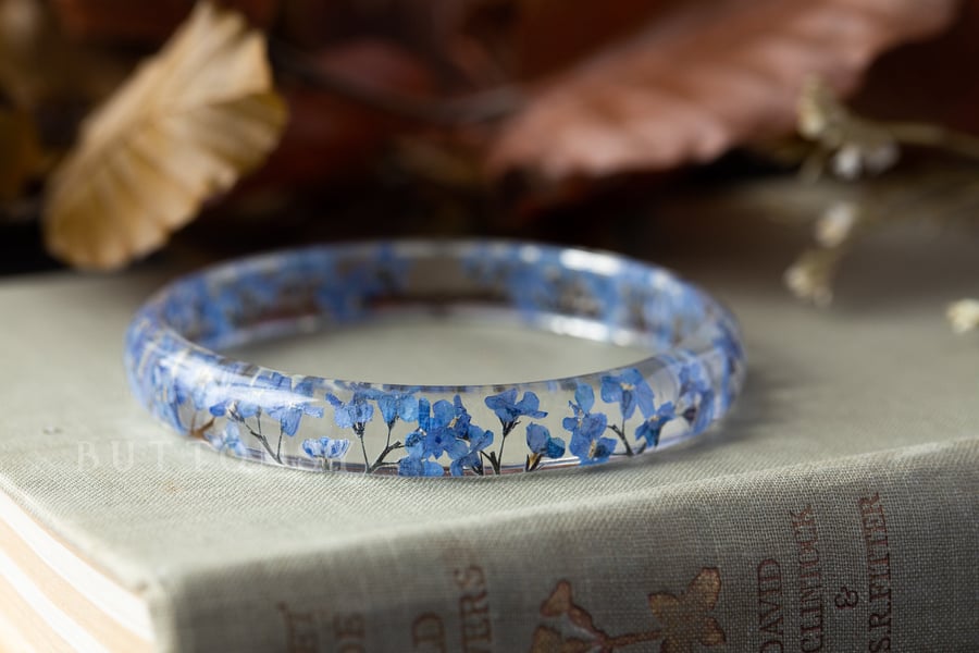 Forget me Nots Bangle Skinny Stacking Resin Bangle Resin Bangle Stacking Bangles