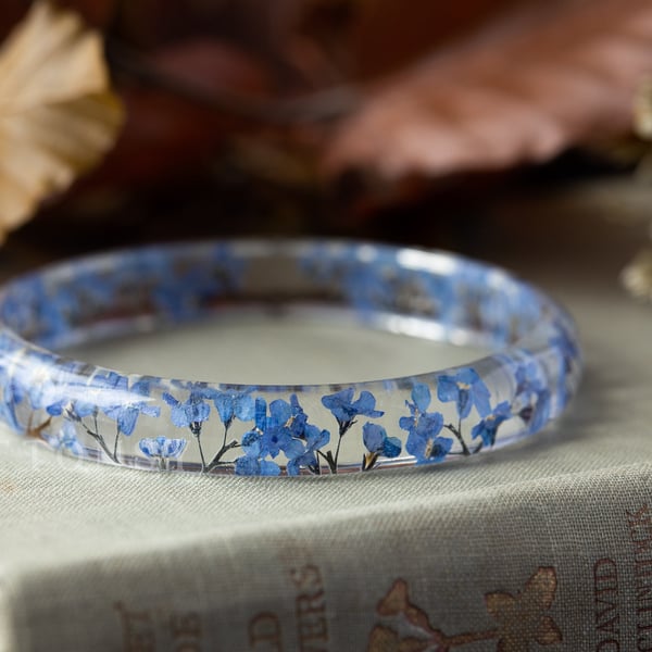 Forget me Nots Bangle Skinny Stacking Resin Bangle Resin Bangle Stacking Bangles