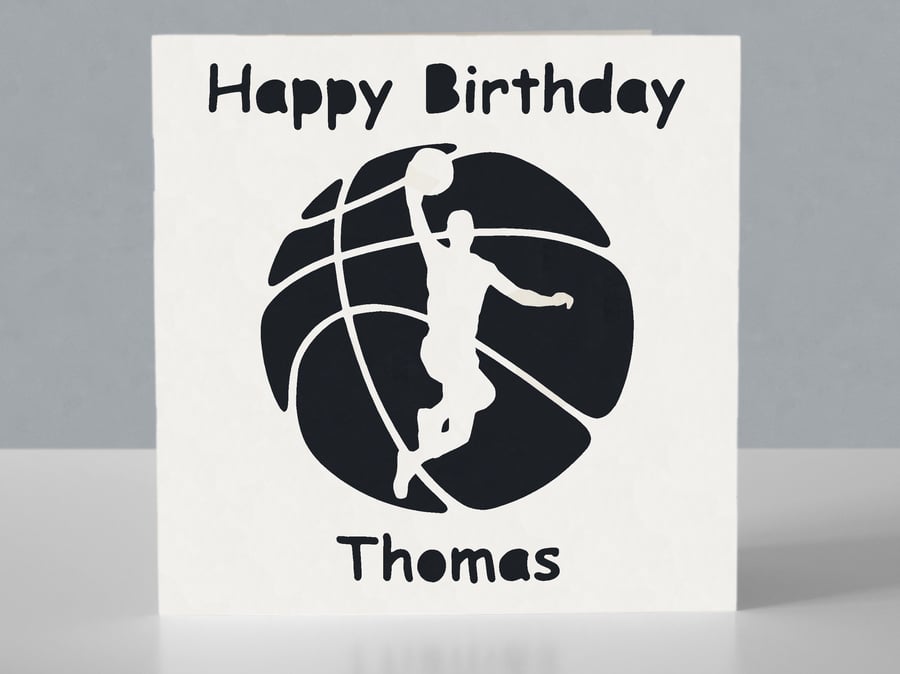 Personalised birthday card for a basketball fan - Papercut design