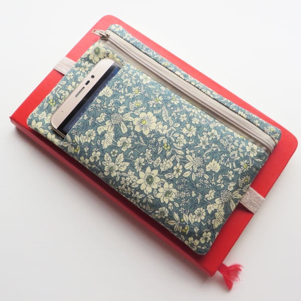 Journal Pencil case, planner band with zipped pouch.