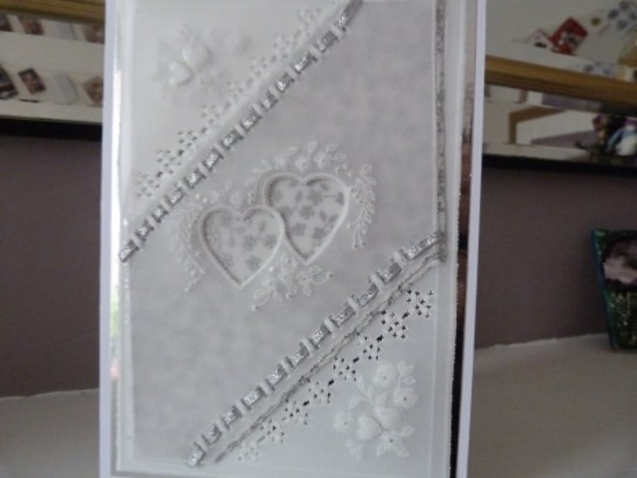Interlocked Hearts Romantic Parchment Card