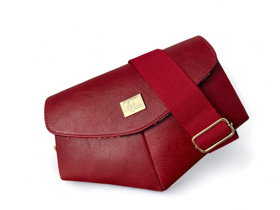 Skye Red Leather Clutch - Chain & Crossbody Bag - Eco Friendly Rescued Leather