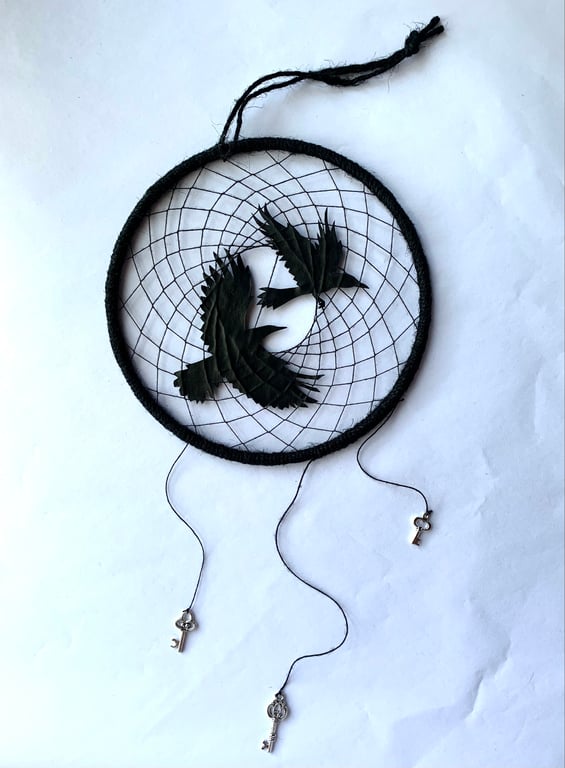 Raven Spirit Dreamcatcher - Handmade Nature Inspired Wall Hanging Joy Gift