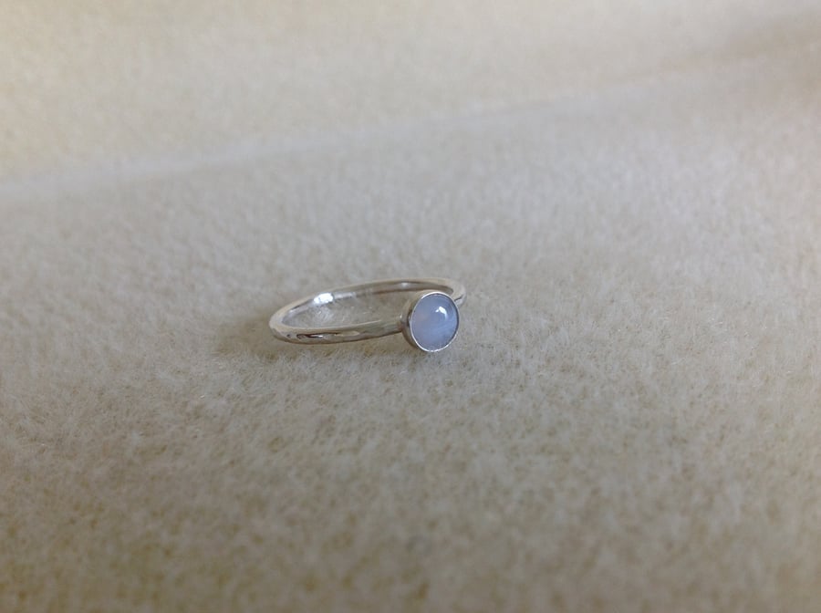 Blue lace Agate and Sterling silver dainty ring