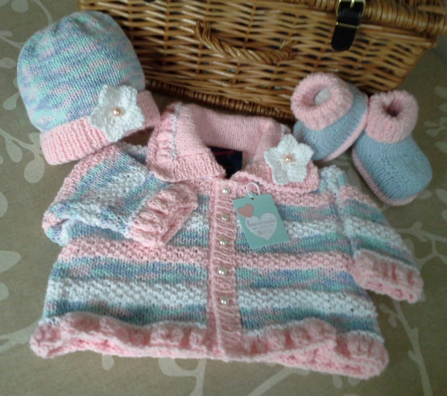 Baby Girls Jacket & Hat Set 0-6 months