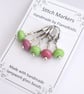 Lampwork Stitch Markers - Wicked Greens and Pinks - Image 2