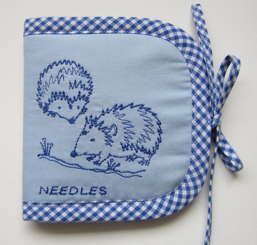 SALE Embroidered Hedgehog Sewing Needle Case