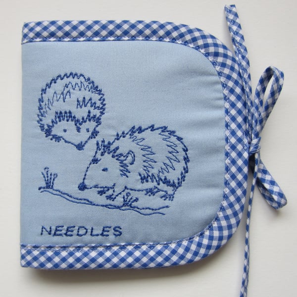 SALE Embroidered Hedgehog Sewing Needle Case