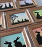 Doll House Miniature Original Painting Framed with Bunny Silhouette Rabbit  - Image 3