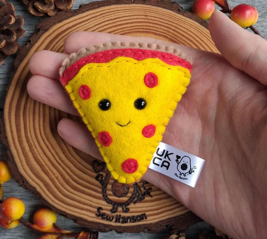 Felt Pizza Slice, Handsewn Pocket Hug, Letterbox Gift