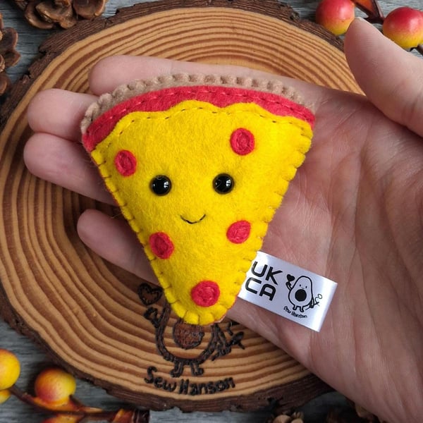 Felt Pizza Slice, Handsewn Pocket Hug, Letterbox Gift