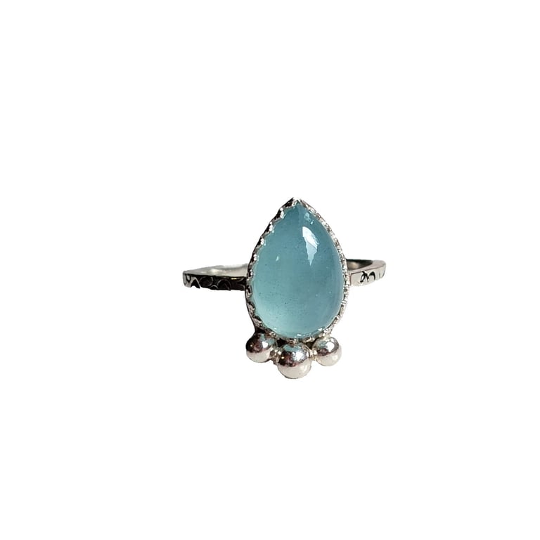 Aquamarine Ring Adjustable Sterling Silver Stacker Jewellery Gift Teardrop