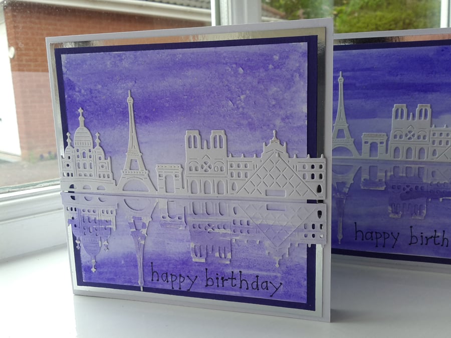 Paris skyline birthday card