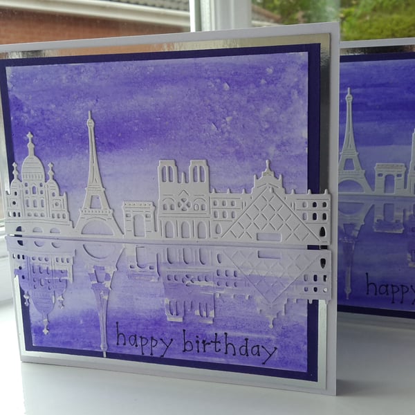 Paris skyline birthday card
