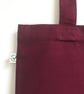 Dragonfly tote bag  organic cotton burgundy red with gold insect print - Image 2