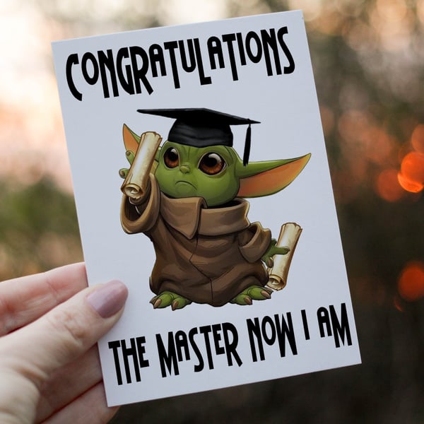 Yoda Masters Degree Graduation Card, Your Graduating Card, Personalised Card 