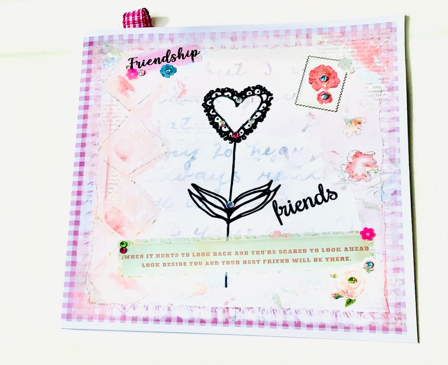 Friend Collage Design Card,Blank Insert,Can Be Personalised,HandFinished