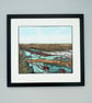 Boats and Reeds- Brancaster Staithe- Linocut Print - Image 2