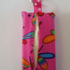 SALE Tissue holder keyring in pink butterfly fabric. 