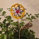 Yellow, silver, pink & red flower plant companion perfect for pot plants