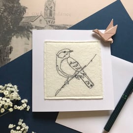 Garden Bird embroidered card