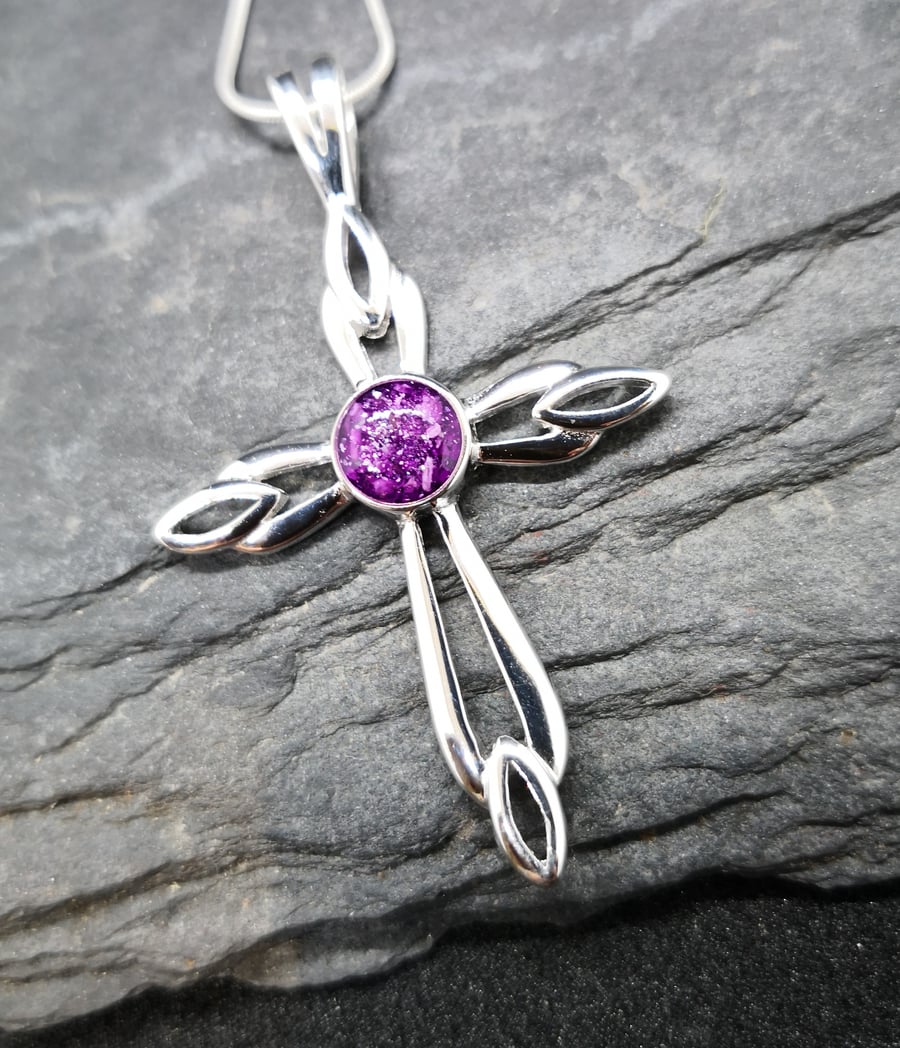 Inclusion Breastmilk or Ashes Cross Pendant in Sterling Silver