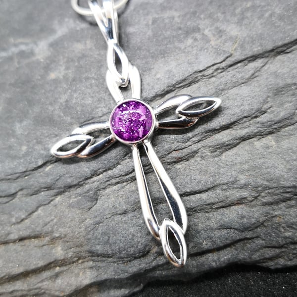Inclusion Breastmilk or Ashes Cross Pendant in Sterling Silver