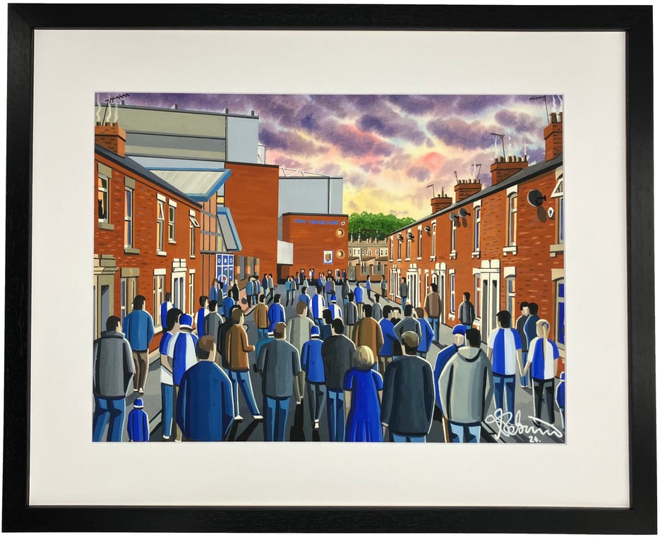Blackburn Rovers, Ewood Park, Framed Football Art Print. 14" x 11" Frame Size