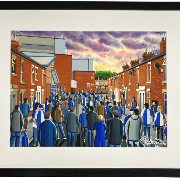 Blackburn Rovers, Ewood Park, Framed Football Art Print. 14" x 11" Frame Size