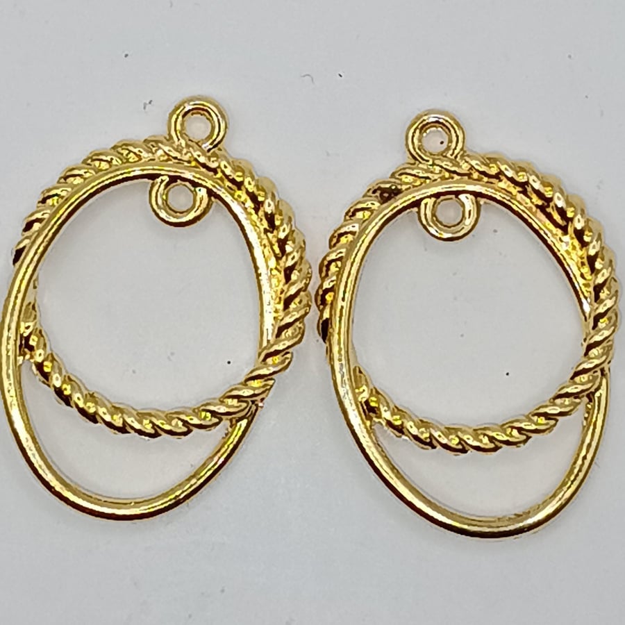 Goldtone & Silver Tone Earring Making Jewellery Findings (2) Pair