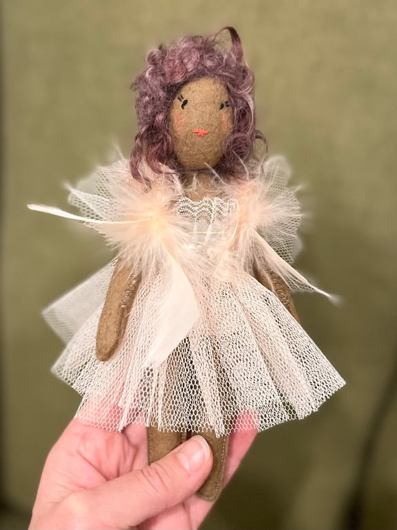 Fairy handmade ornament - Yulia - wool felt tree topper