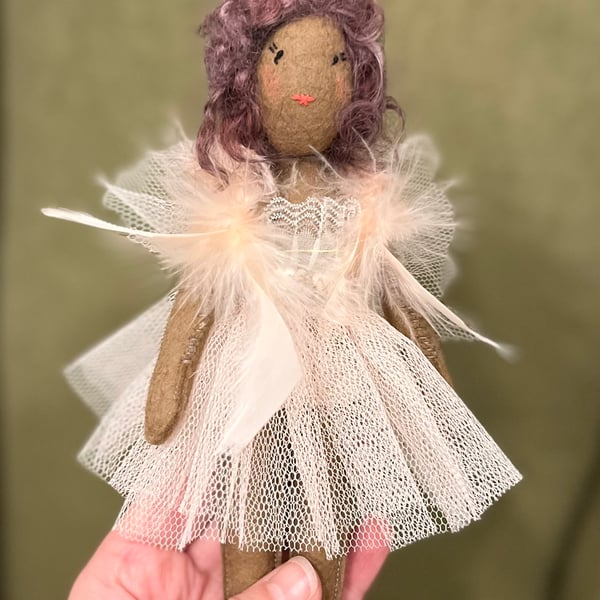 Fairy handmade ornament - Yulia - wool felt tree topper