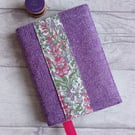A6 'Harris Tweed®' Notebook Cover - Violet with Liberty London Foxglove Print
